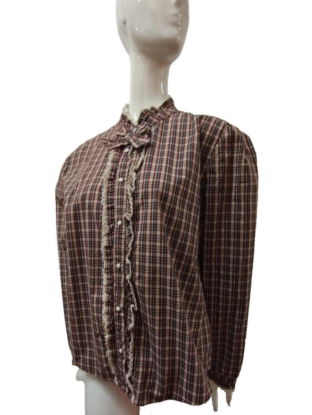 Stranger Things Plaid Long Sleeve Western Ruffed Crochet Historical Costume M/L